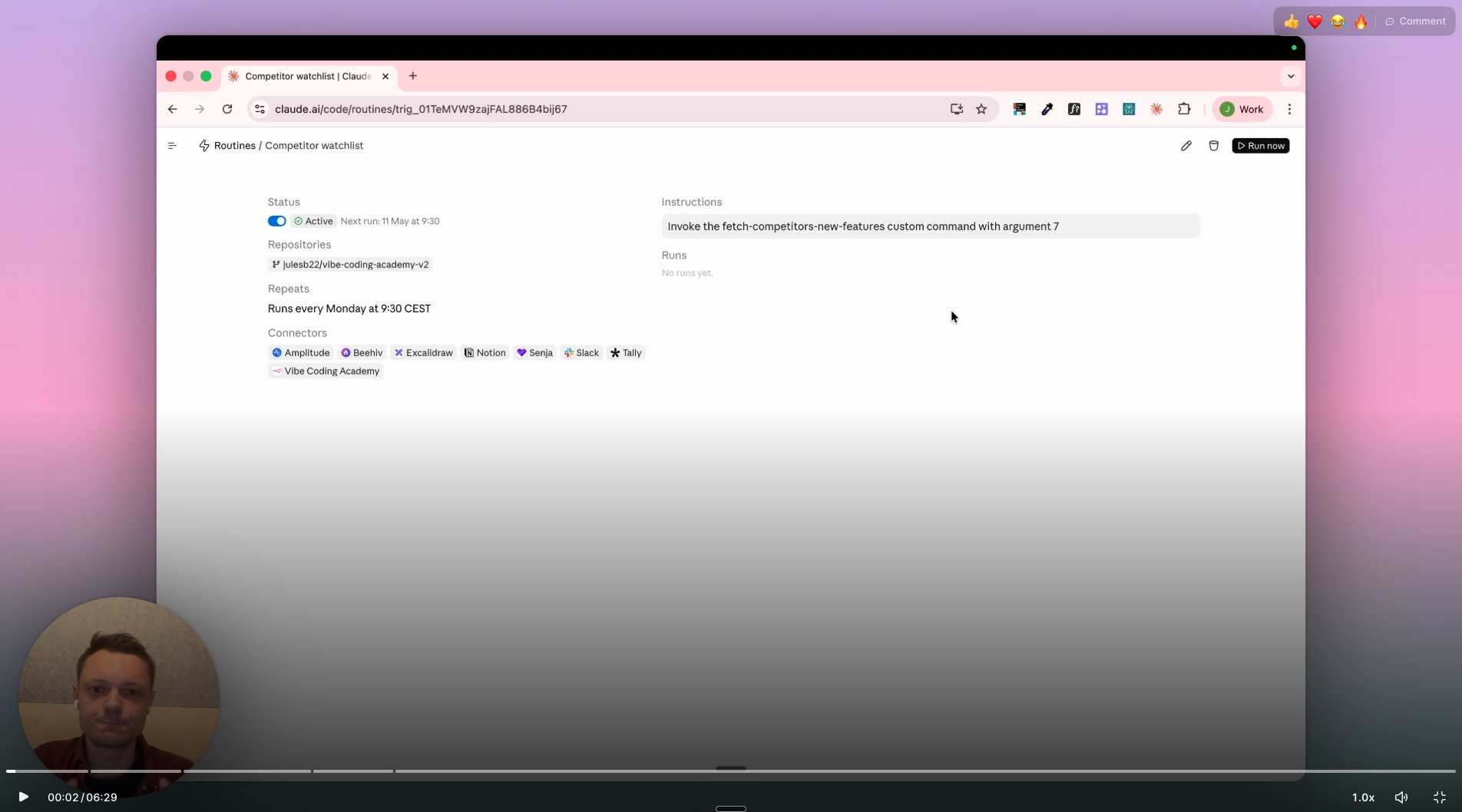 A Competitor Watchlist Agent in action — Layer 3: The Autonomous Feedback OS