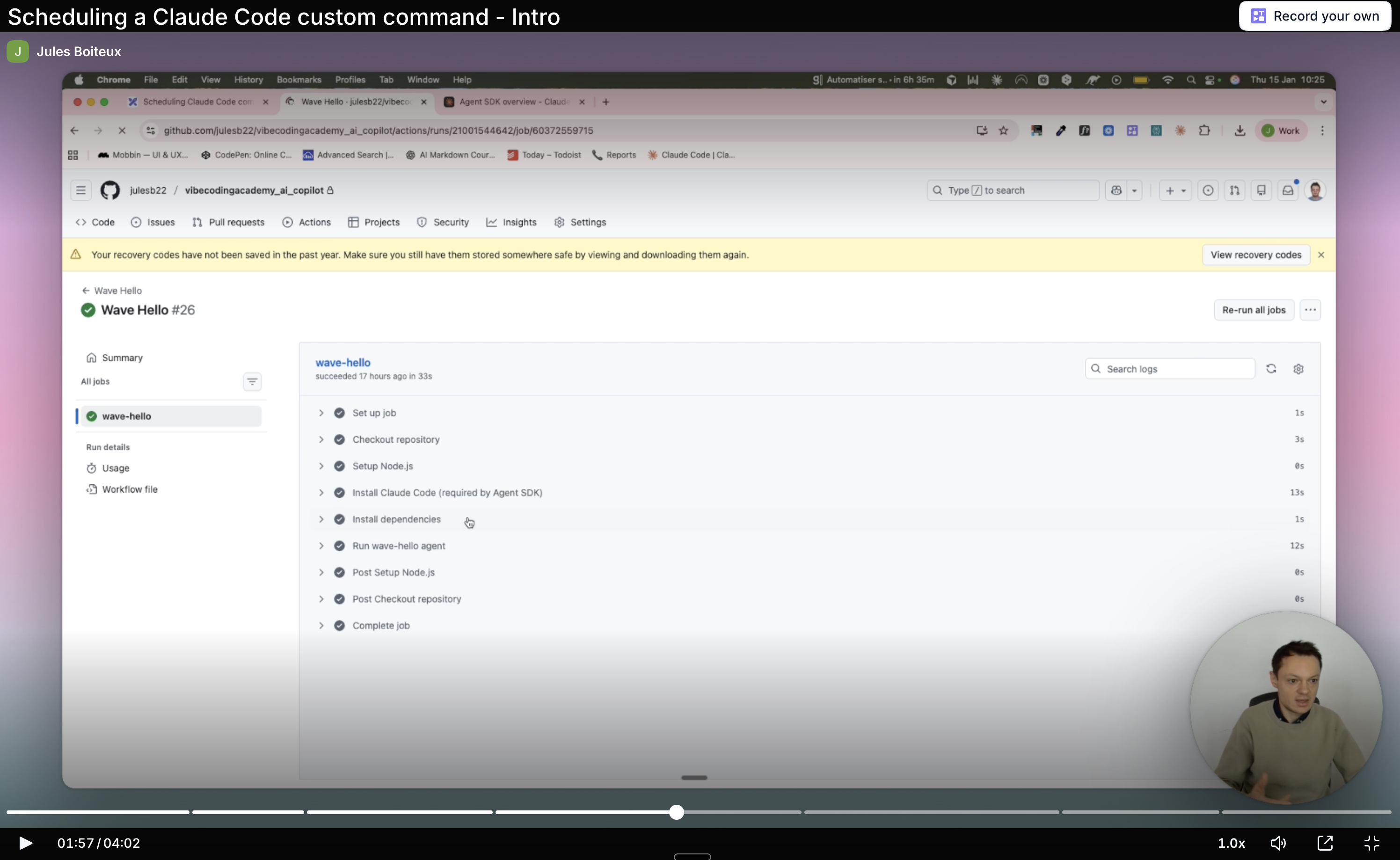 Video tutorial: Scheduling a Claude Code custom command with GitHub Actions