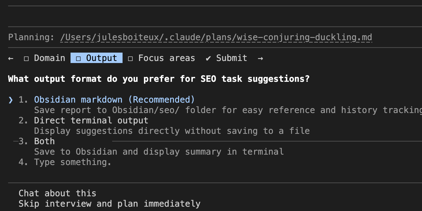 Claude Code Plan Mode - Output format question
